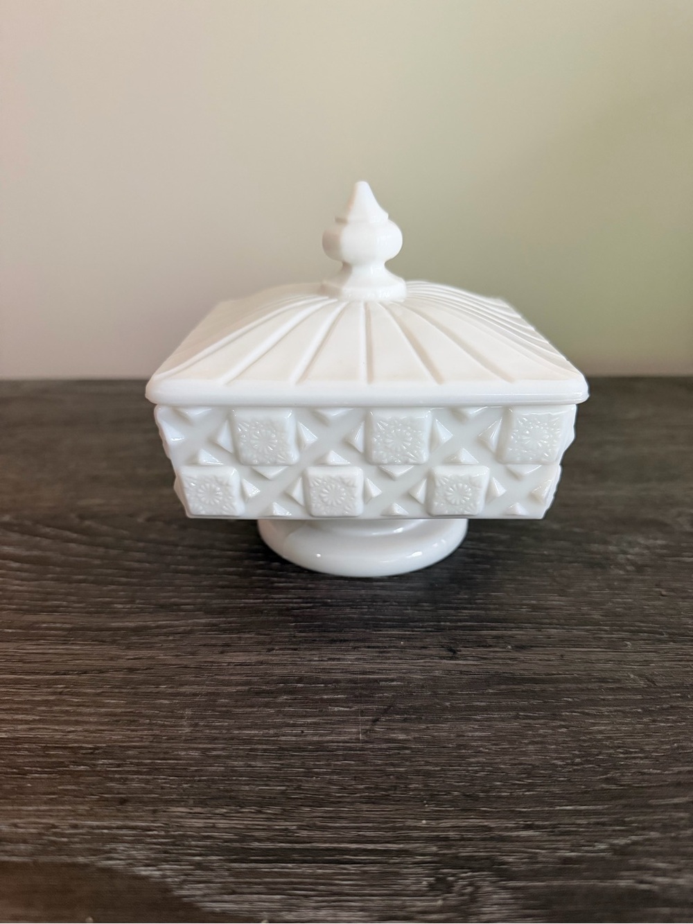 Milk Glass Covered Dish - White Decorative Pedestal Candy Dish
